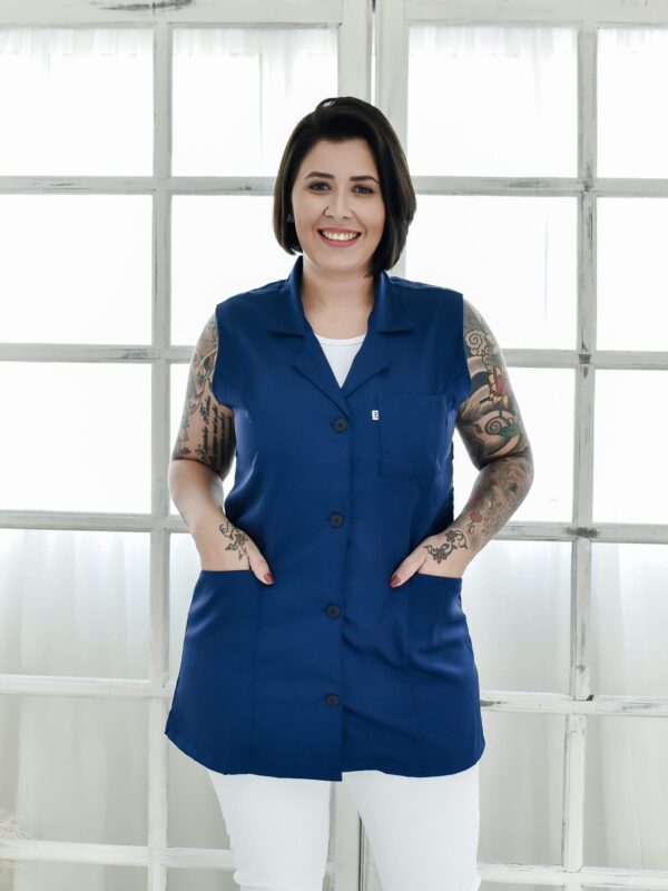 Bata Regata Feminina em Gabardine Cavada Enfermeira Padrão Plus