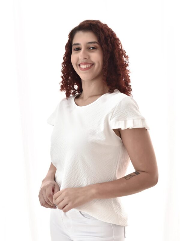 Blusa Manga Curta Feminina em Duna Manga Princesa
