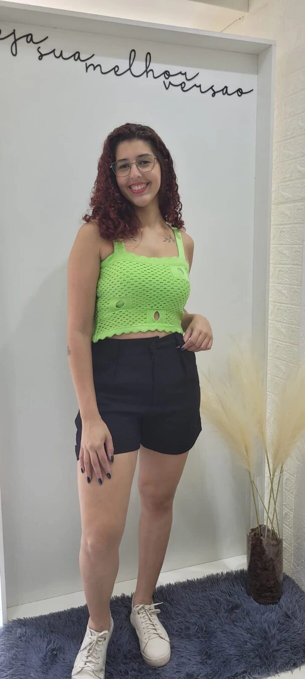Cropped Regata Feminino em Modal Vazado