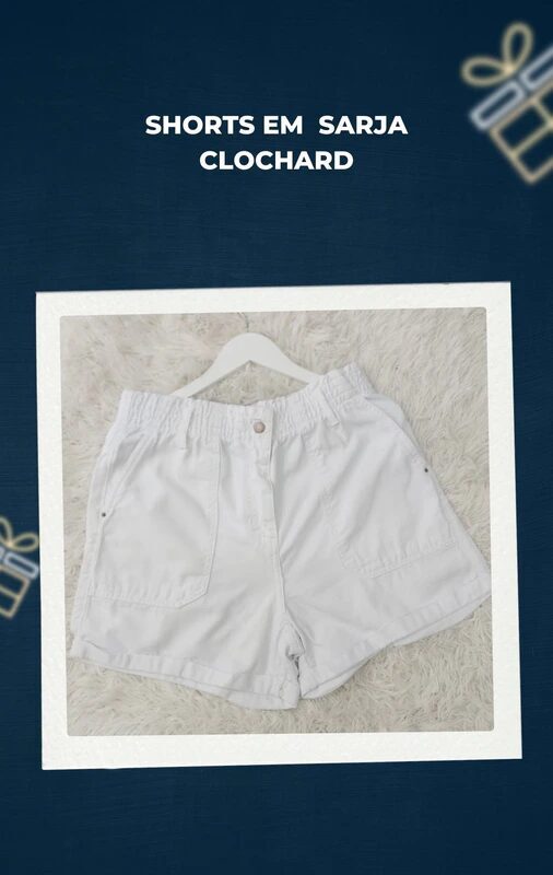 Shorts Curto Feminino em Sarja Clochard com Bolsos (095136)